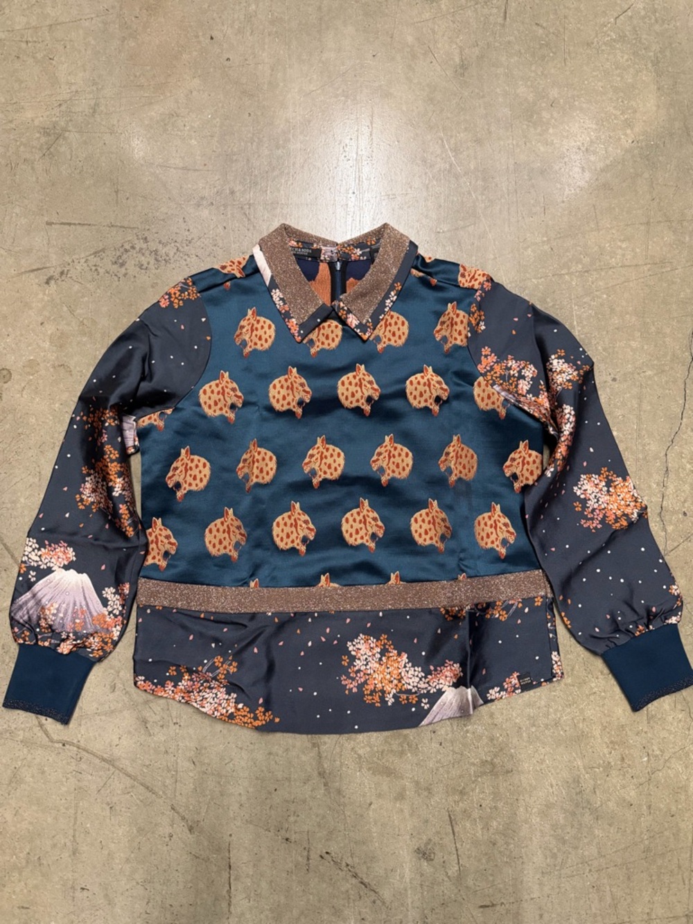 Scotch & Soda Top with Brown Leopard and Gold Metallic Accents